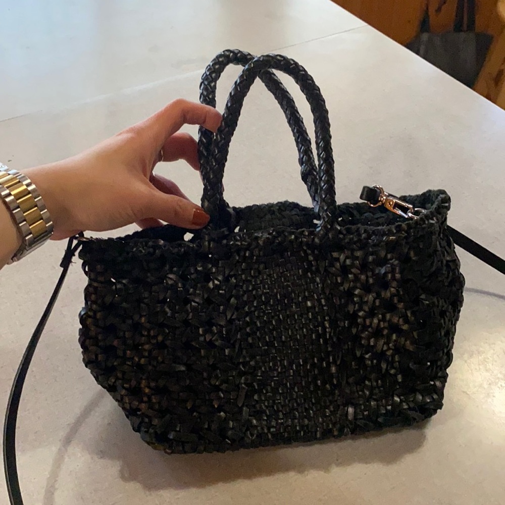 Zara woven leather bag - black